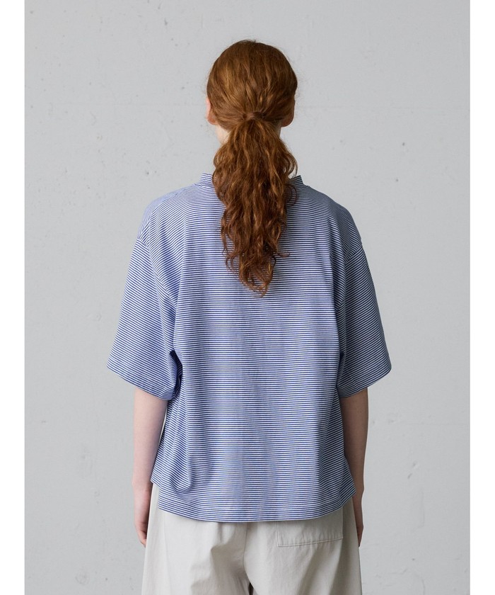 MidiUmi モックネックボーダーワイドTシャツ(508431208