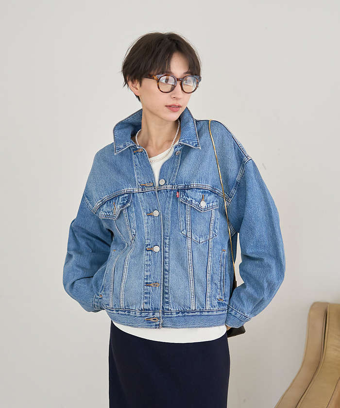 Levi&#39;s - リーバイス ボーダー ジャケット レディースS ブルゾン グレー ss65 Levi's - リーバイス ボーダー ジャケット レディースS ブルゾン