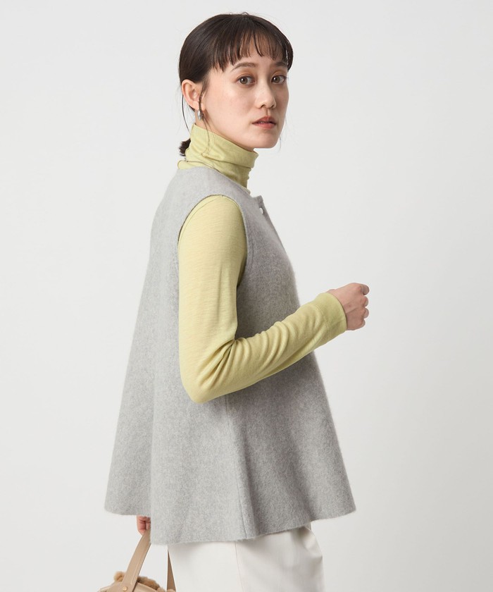 美品 24AW green label relaxing グリーンレーベルリラクシング FOXブレンド セッケツ ノーカラー ニット カーディガン グレー レディース 古着 中古 美品 24AW green label relaxing グリーンレーベルリラクシング