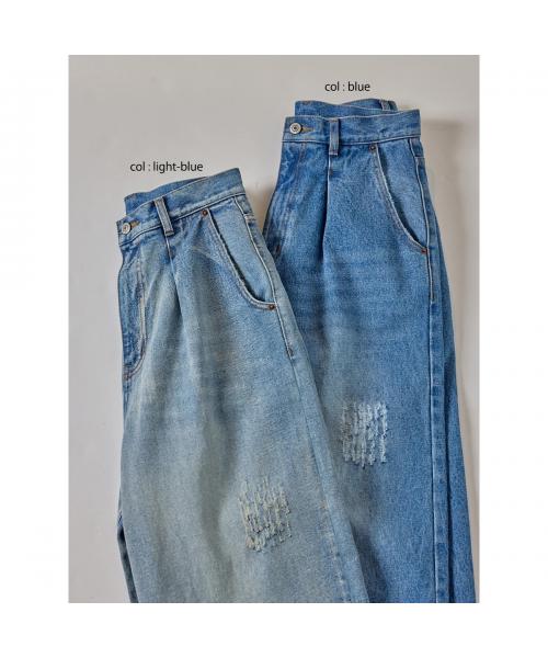 イエン YENN YENN デニムパンツ HIGH RISE TUCK WIDE PANTS Y222