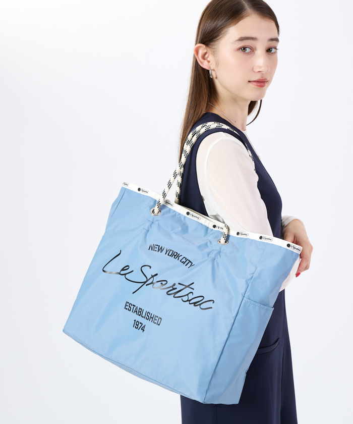 LARGE 2 WAY TOTE2ウェイスレートブルー/パールシャイン