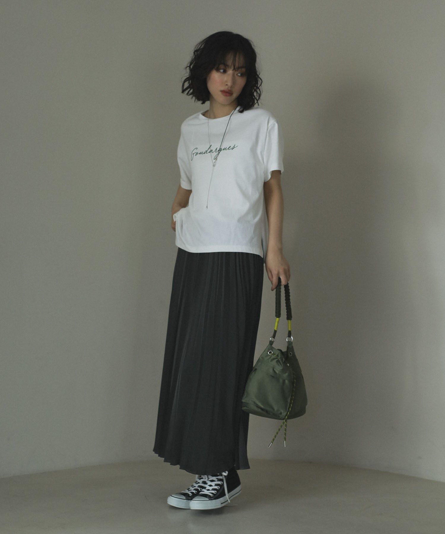 グリーン パークス Green Parks サテン変形プリーツスカート