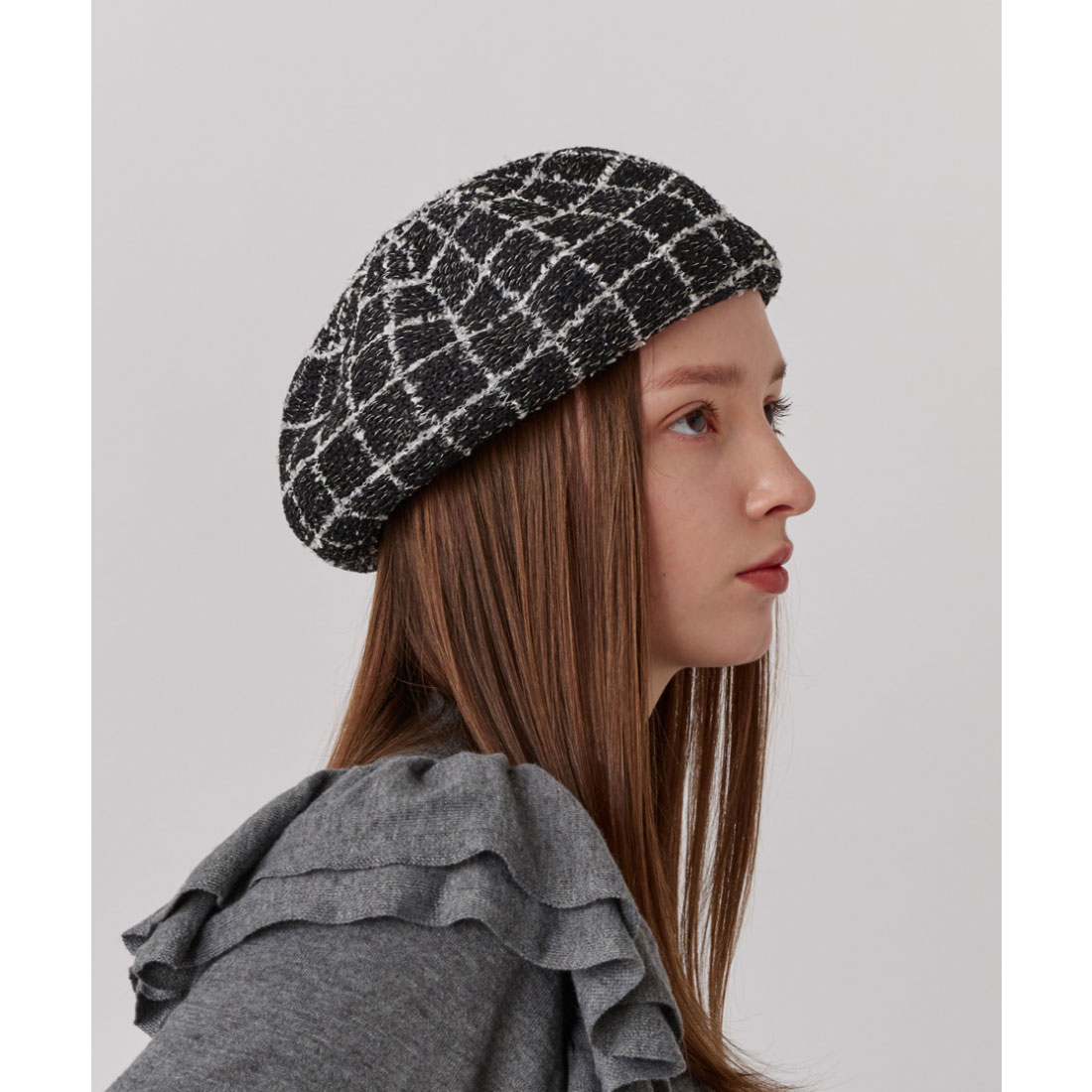 ［新品未使用］Chapeau d' O  Tweed Beret シャポー ド オー Chapeau d'O Chapeau d' O TM Check Tweed