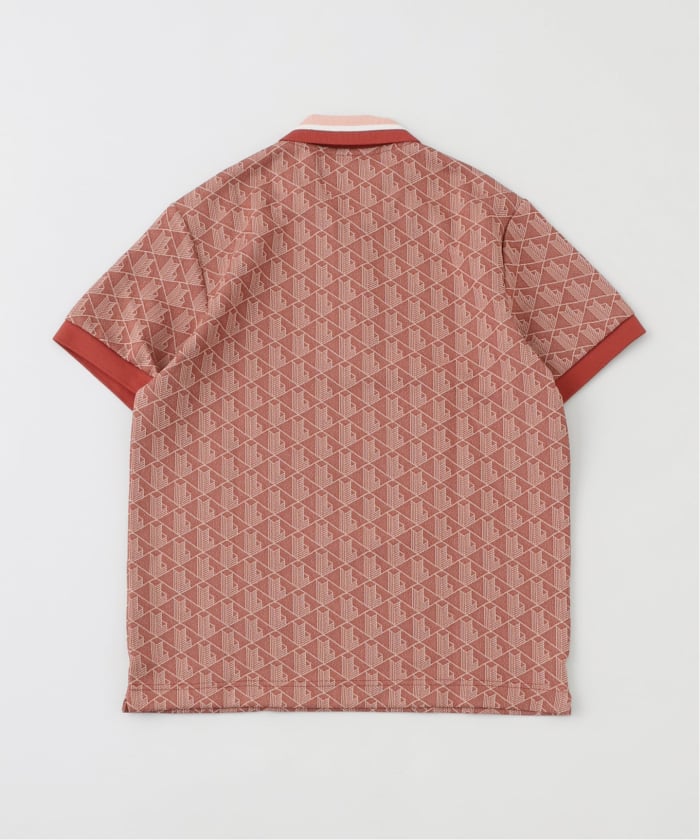 LACOSTE モノグラムジャガードポロシャツ　ブラウン ラコステ LACOSTE モノグラムジャカードポロシャツ （レッド