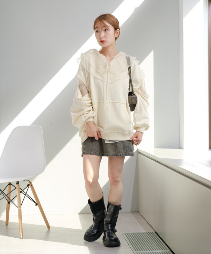 セール 49%OFF】【Kastane】オーガンジーフリルブラウス