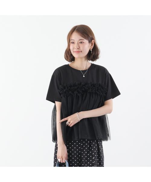 PICCIN ピッチン 半袖 Tシャツ ティンカープルオーバー 906370 レディース チュール カットソー クルーネック レイヤード カラー2色 セール】PICCIN 半袖 Tシャツ ティンカープルオーバー 906370