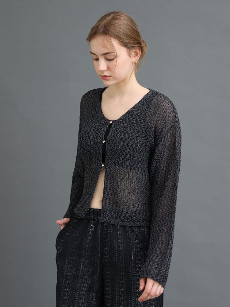 DIESEL メッシュカーディガン ブラック K-MATTY Zip-up cardigan with contrast panels｜グレー｜メンズ