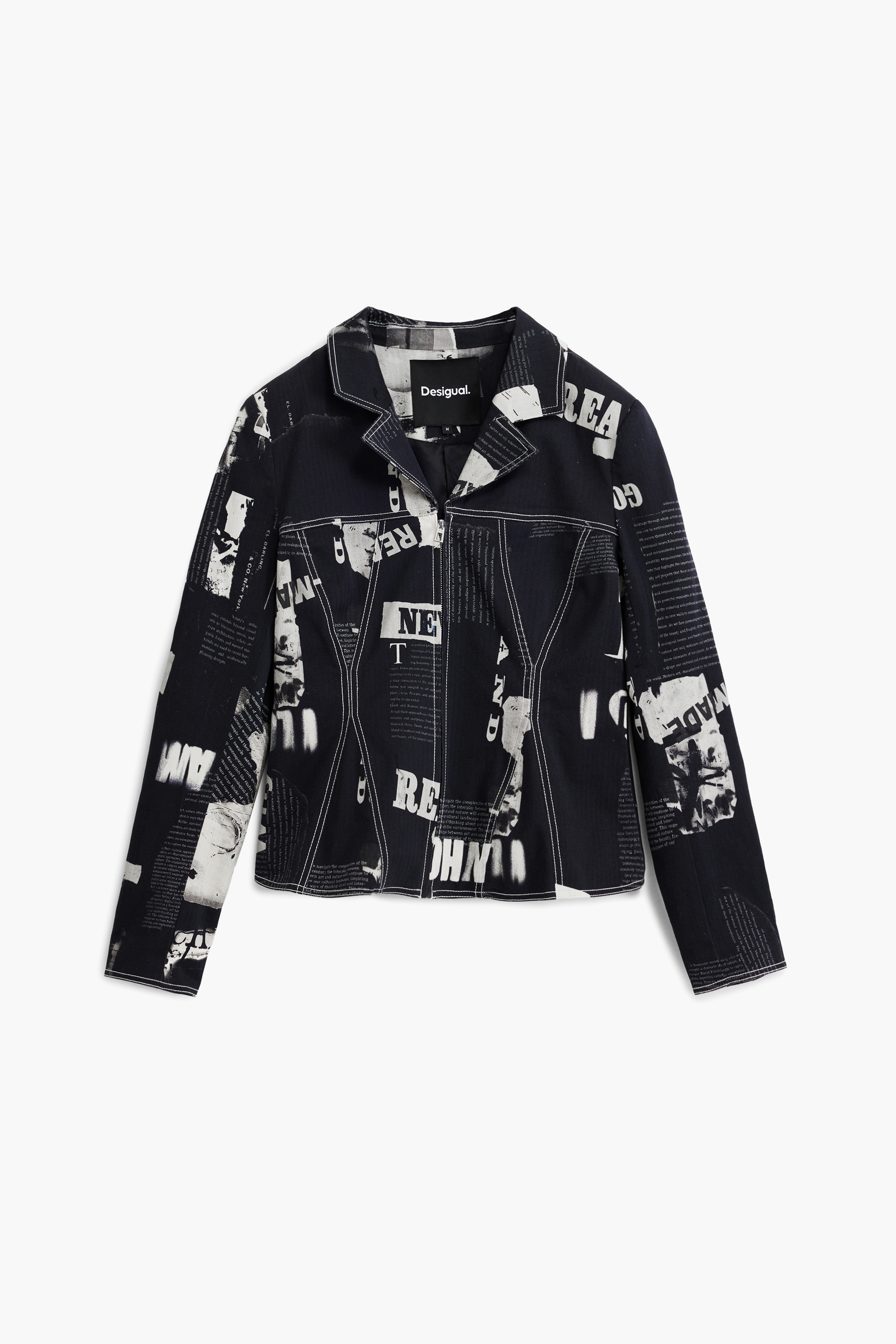 デシグアル Desigual 新聞プリントのジッパージャケット