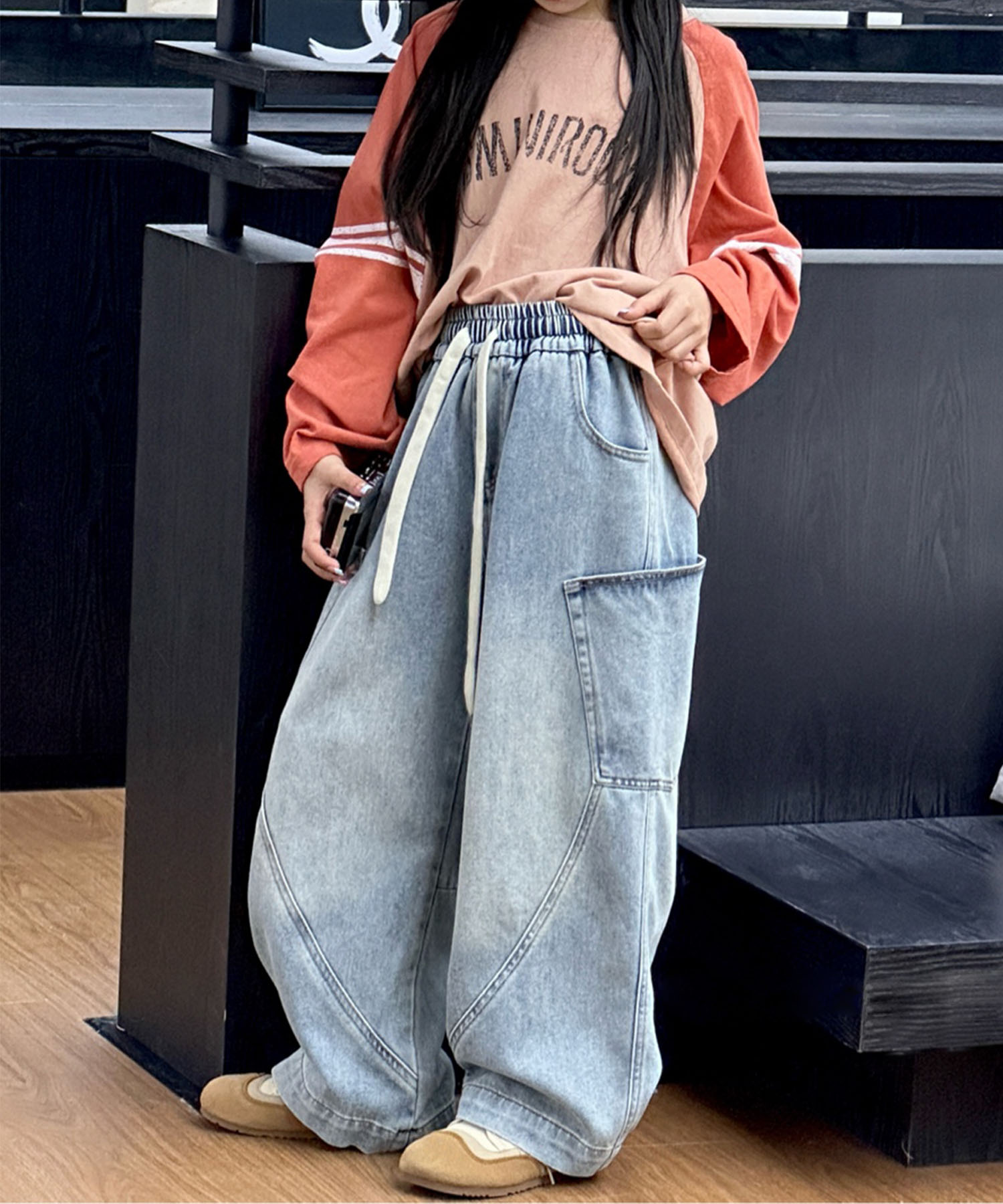 Number18 ohako オハコ ボールデニムパンツ 麻綿インディゴデニム 裾変形ラウンド型 ボールパンツ ○ub21
