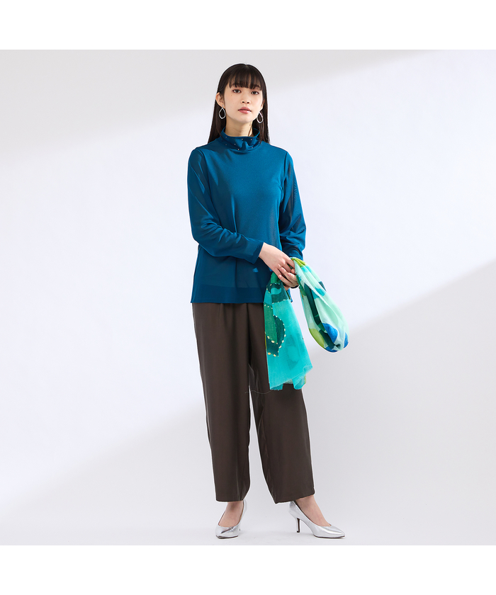 M～4L・セットアップ対応】ウォッシャブルキュプラツイルパンツ