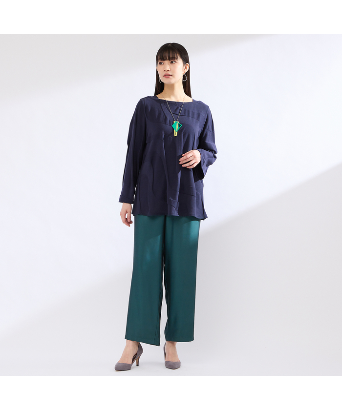 M～4L・セットアップ対応】ウォッシャブルキュプラツイルパンツ