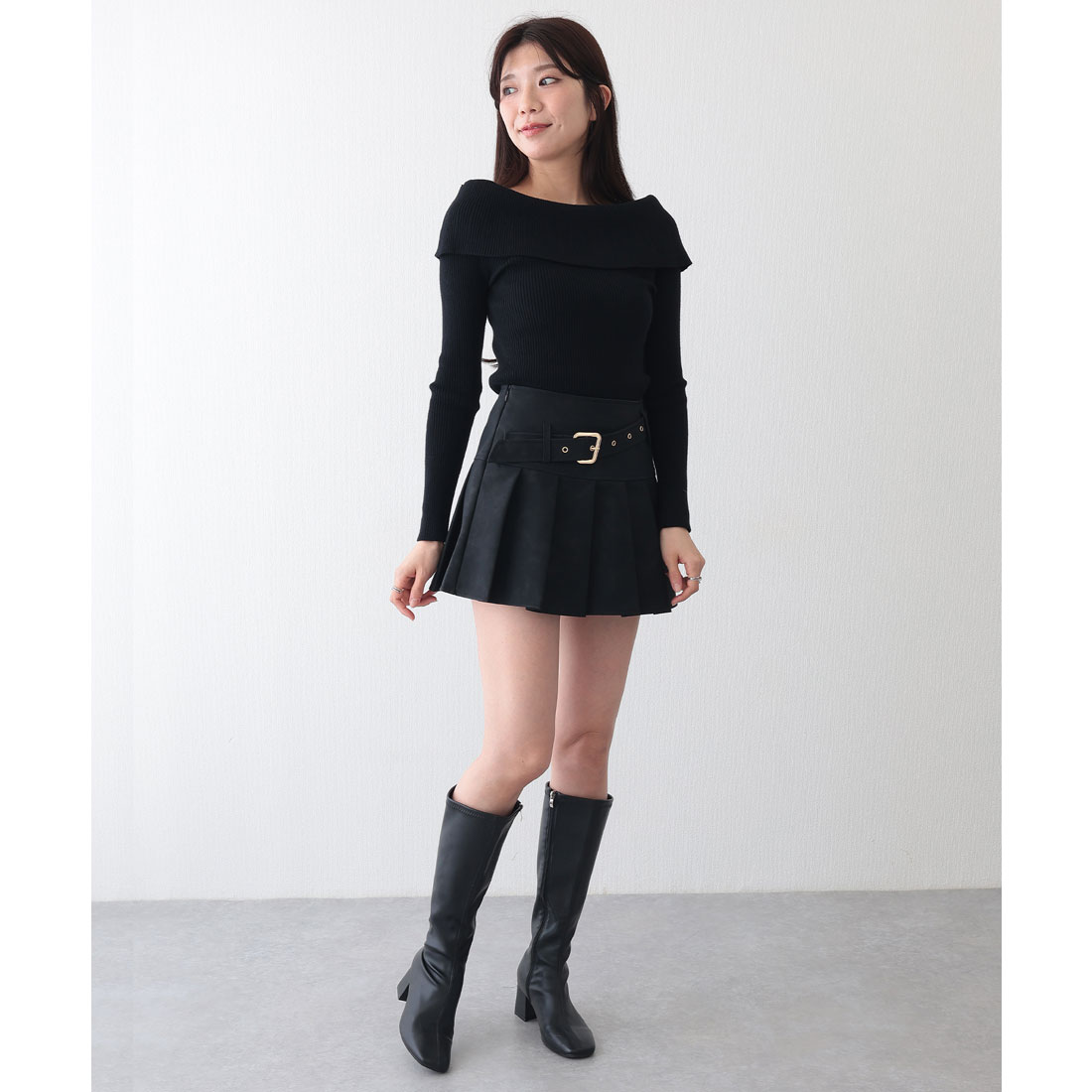 クラシカルなレディ感で華コーデが即完成♪レースプリーツフレアスカート　ブラック クラシカルなレディ感で華コーデが即完成♪レースプリーツフレア