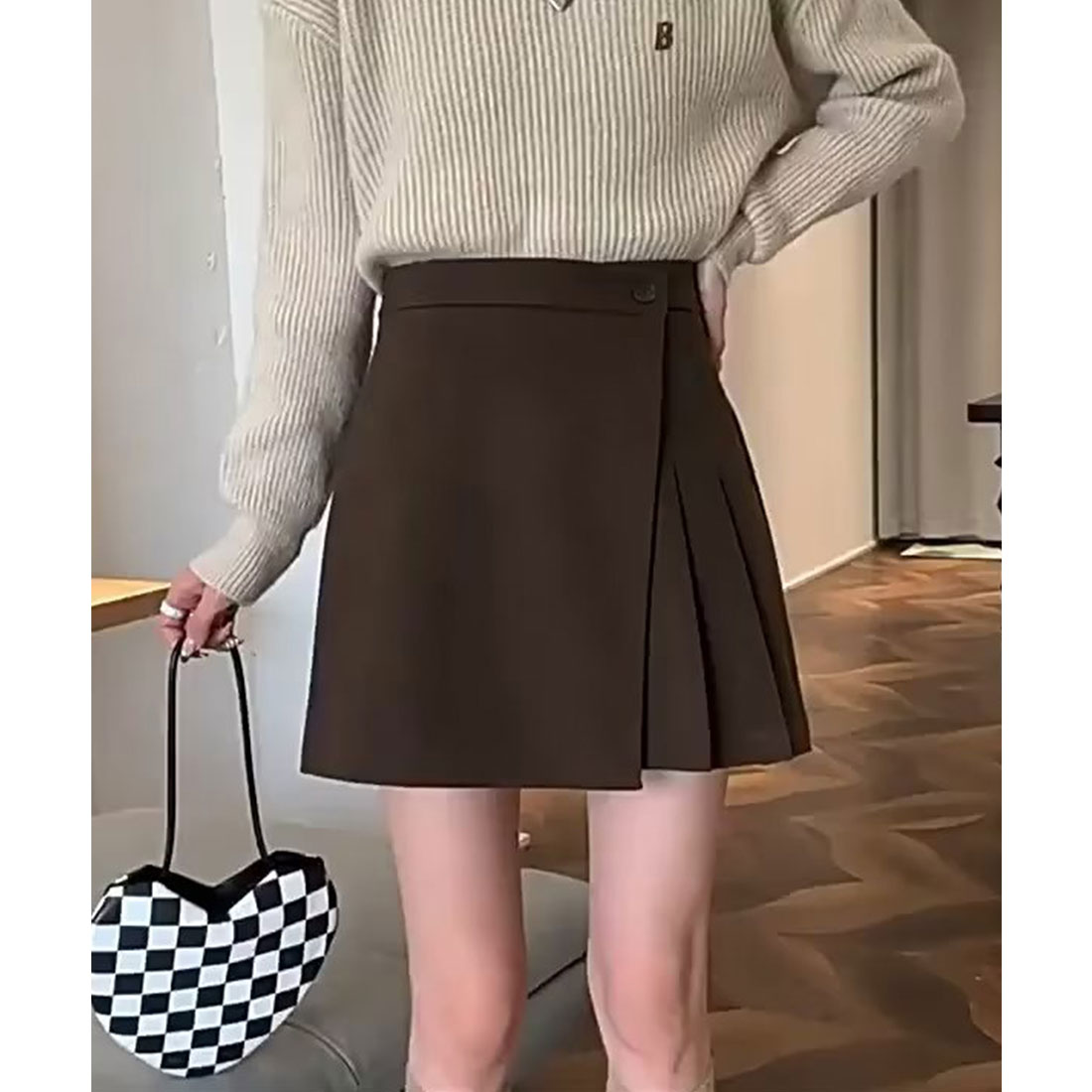 レースレディース Lace Ladies ラップ風 アシメ プリーツ ミニ