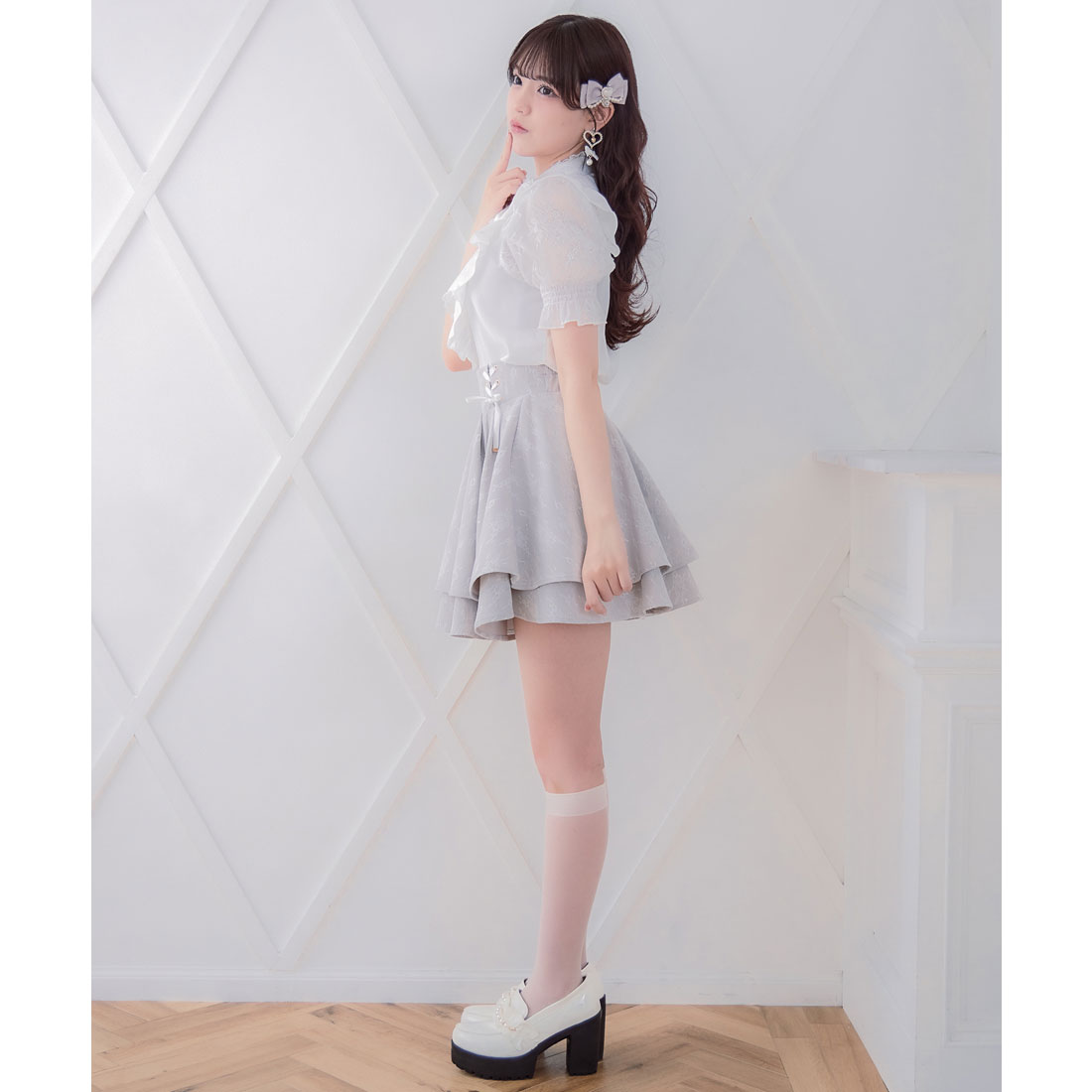 ★ChicLine★ ロイテ シフォンレースバンディングスカート 230260a.jpg