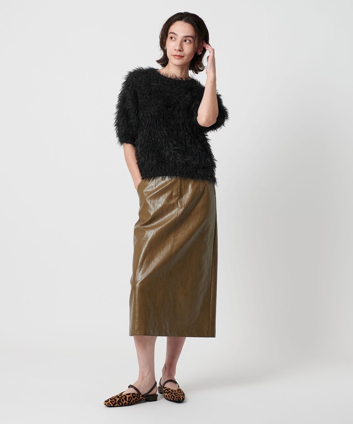 ニット セーター フェザーヤーン ハーフスリーブ ニットプルオーバー レディース Spick＆Span ニット セーター 「追加」手洗い可 / フェザー