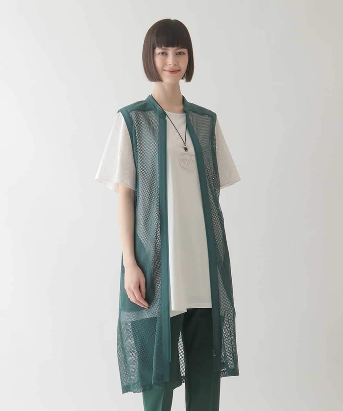 HIROKO BIS / ヒロコビス ナチュラルメッシュロングジレ /洗える ナチュラルメッシュロングジレ /洗える(508446541) | ヒロコビス