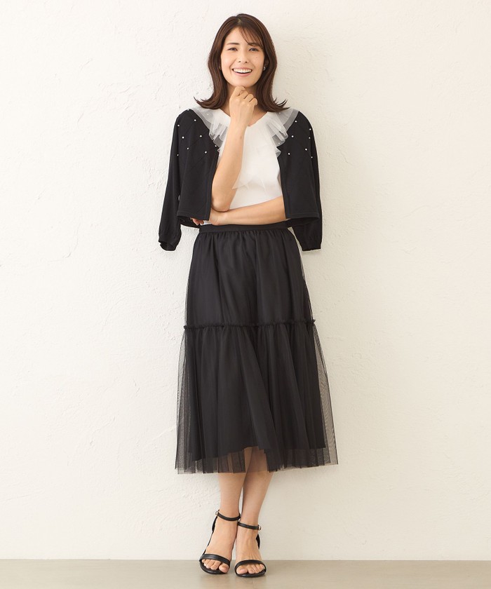 新品タグ　未使用　大きいサイズⅤ トゥービーシック　フリルボレロ L】UVショルダーフリルボレロ(トップス)｜TO BE CHIC(トゥー