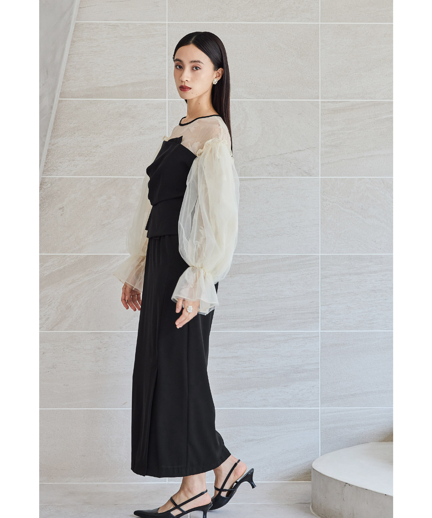 ニアナ niana フラワーパターンドレープビスチェドレス 結婚式