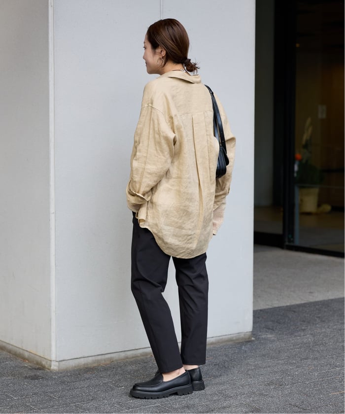 極美品　ジャーナルスタンダード　リネンナイロンストレッチテーパードパンツ25SS 追加4》【撥水/接触冷感/洗える/UV】リネンナイロンストレッチ
