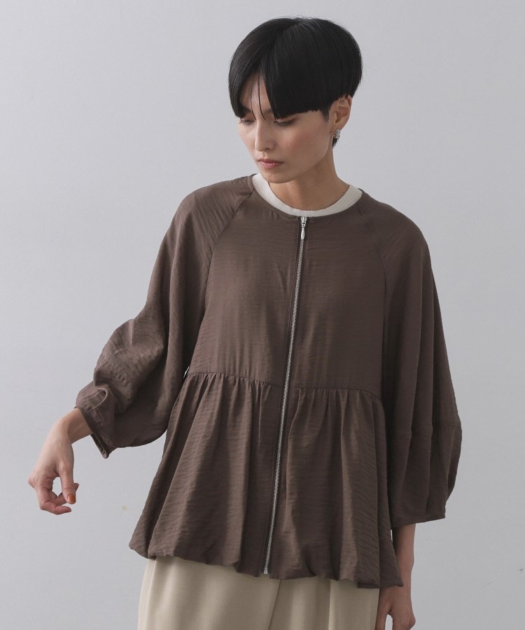 【新品】OPAQUE.CLIP 洗える中綿オーバーブルゾン OPAQUE.CLIP｜撥水ノーカラーペプラムブルゾン【洗濯機洗い可