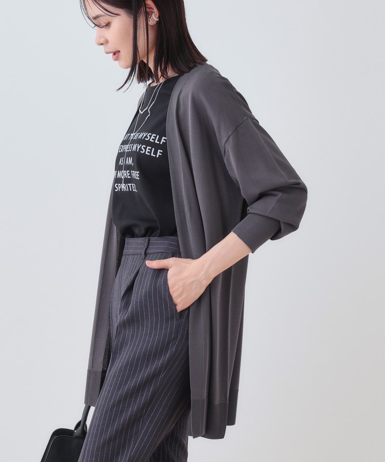 美品/インディヴィ INDIVI ロングカーディガン 11号 L 40号 相当 黒 ブラック 伸縮性 シンプル 無地 お出掛け 春秋 トップス レディース クーポン】【セール68%OFF】インディヴィ INDIVI 【洗える】大人
