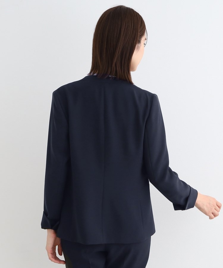 【大きいサイズ】【上19下17】 INDIVI ノーカラージャケット パンツ 春SALE！【日本製／トリアセテート混】スタイルアップ ノー