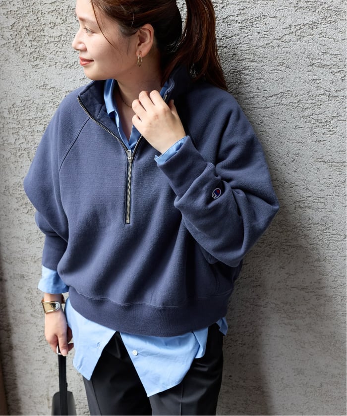 JS x SUPER MARKET x Champion コラボセットアップ Champion × JS by SUPER MARKET】別注 ハーフジップ スウェット