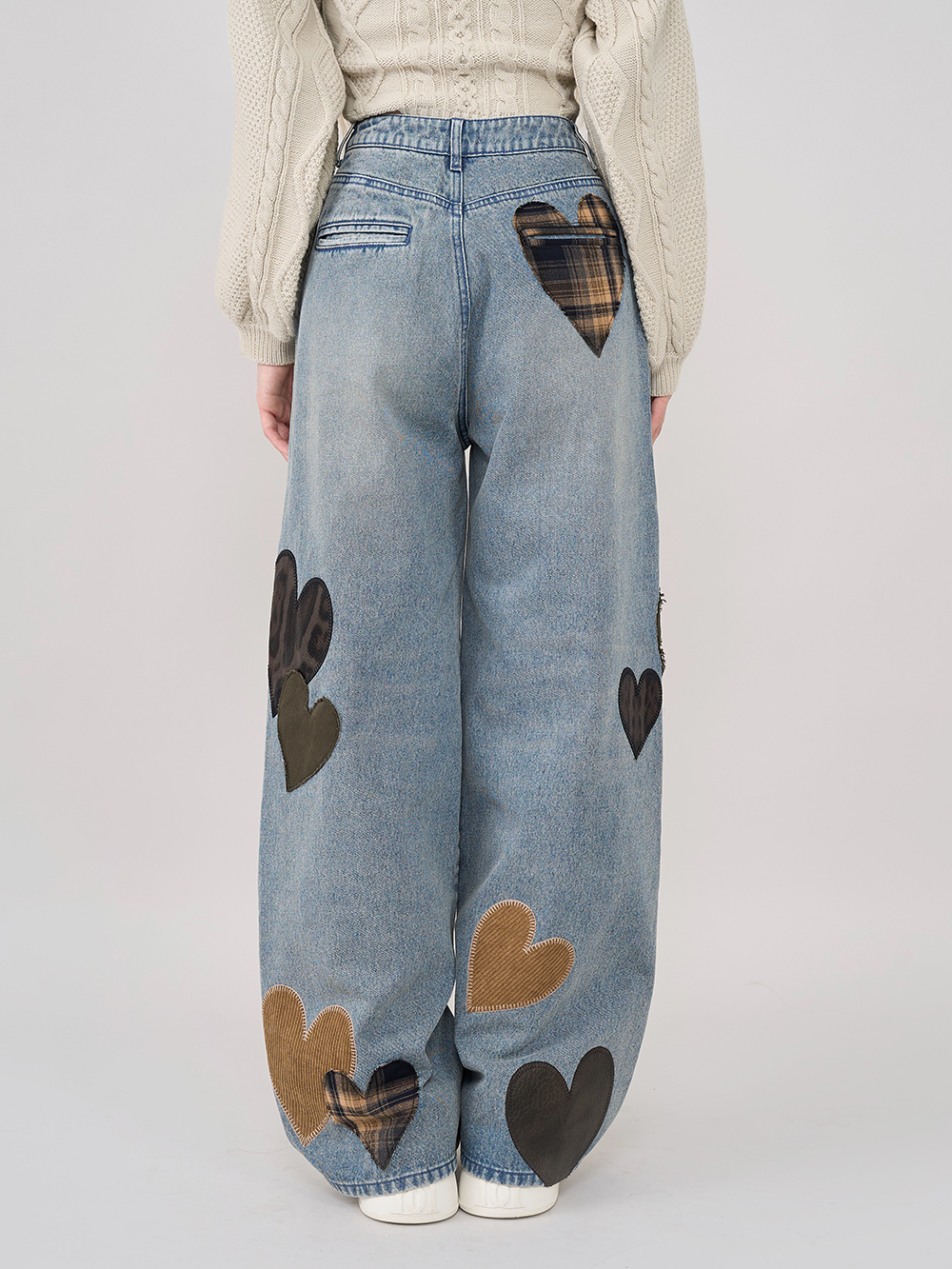 Darich ダーリッチ　ランダムハートパッチワークデニムパンツ　Sサイズ darich ダーリッチ ランダムハートパッチワークデニムパンツ