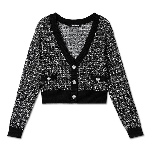 MARY QUANT　マリークワント　ツイード　英国チェック　モヘヤ混ピーコート マリークワント MARY QUANT ツイードニット アンサンブル