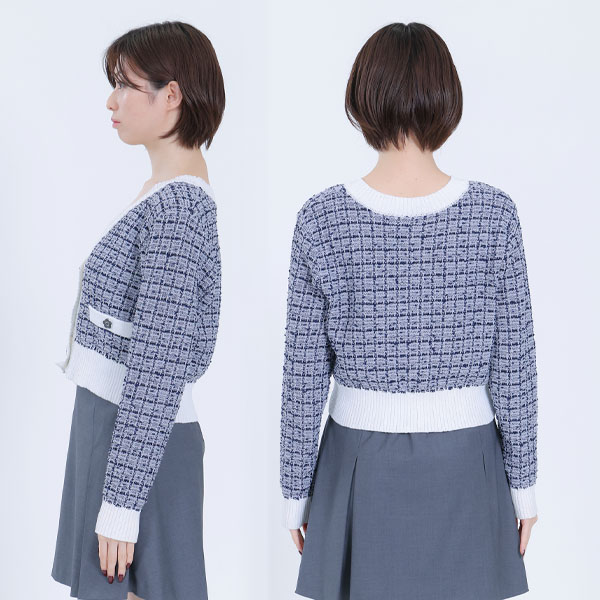 MARY QUANT　マリークワント　ツイード　英国チェック　モヘヤ混ピーコート MARY QUANT（マリークワント）の「チェックステンカラー