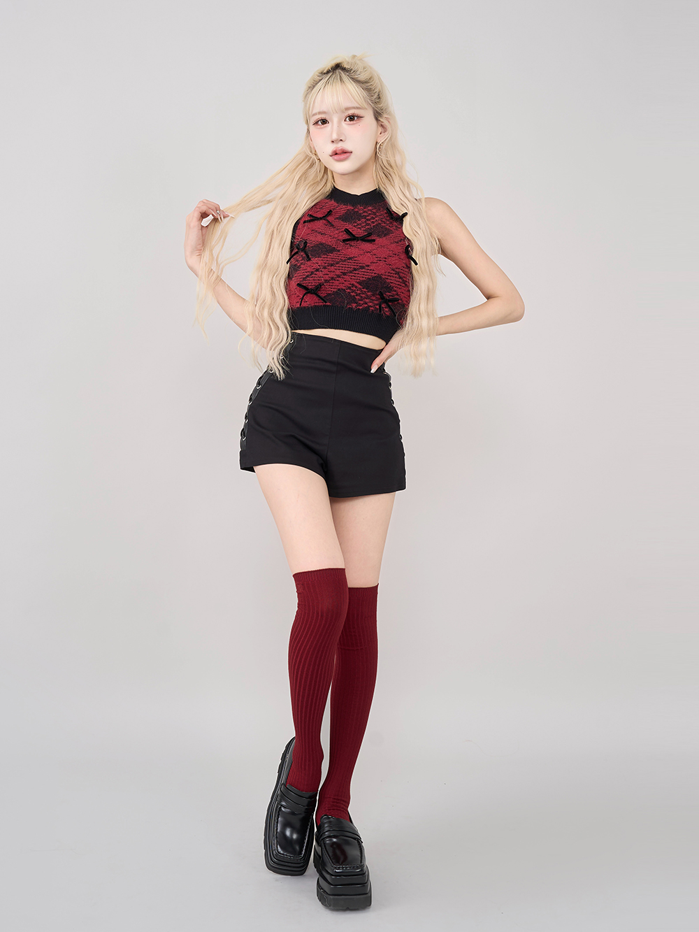 【新品 未開封】 Darich ダーリッチ リボンシャギーチェックニットトップス ダーリッチ Darich リボンシャギーチェックニットトップス