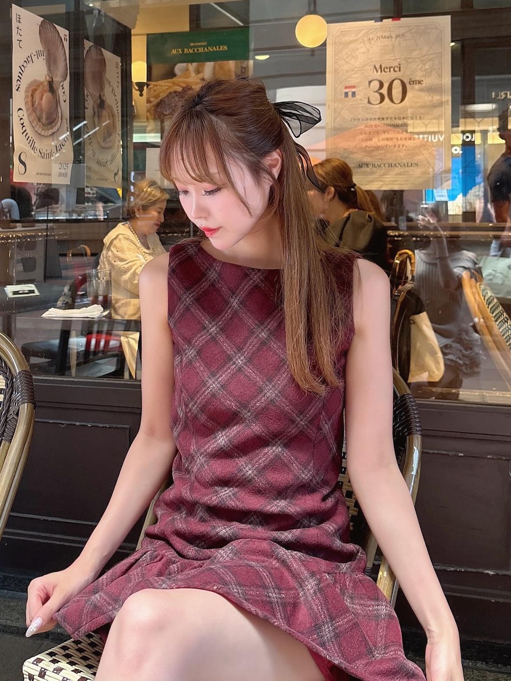 DARICH チェック柄 ノースリーブ ミニワンピース ダーリッチ Darich チェックジャガードノースリニットミニ