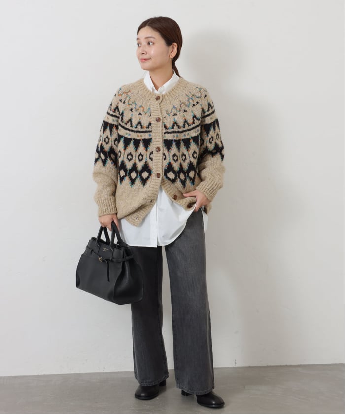 美品☆ジャーナルスタンダード コットンカシミヤビッグカーディガン ゆったり 予約》【GREEN BUTTER/グリーンバター】ALPACA NORDIC CARDIGAN