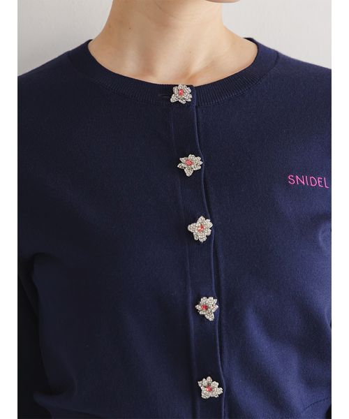 FLOWER COLLECTION】ビジューボタンニットカーディガン
