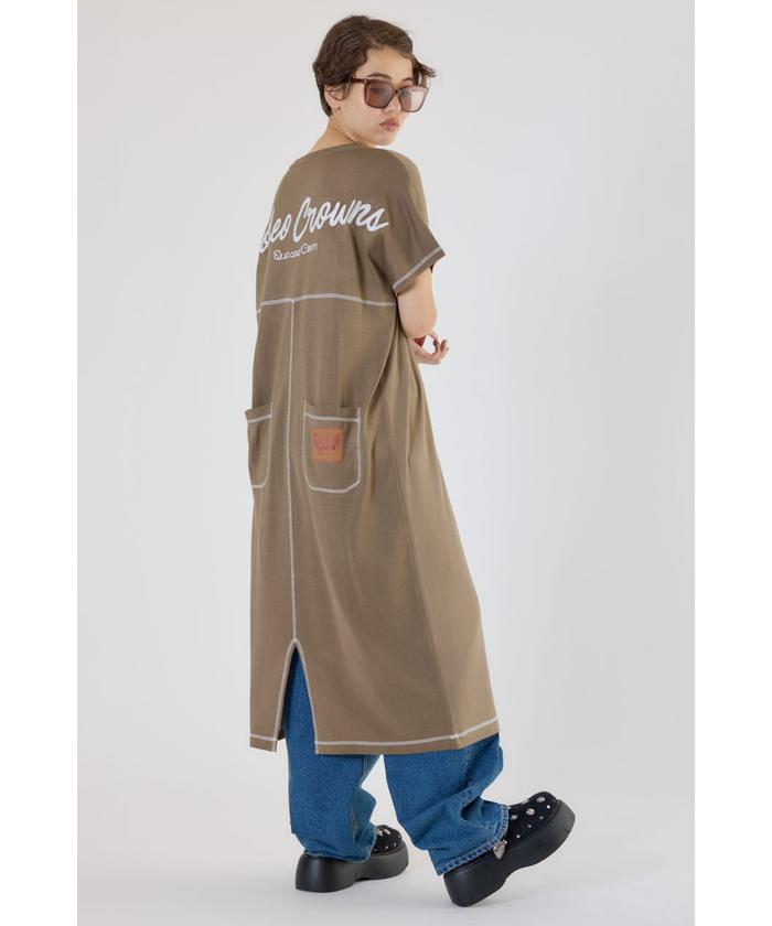 大人可愛い♫カジュアルコーデセット モカブラウン系 カスタネ テチチ ローリー 配色ステッチニットコンビワンピース(508456401) | ロデオ