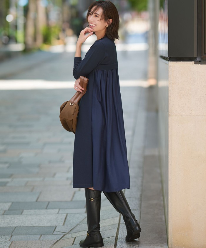 新品　23区S 【洗える】ヴィスコースストレッチ ストレート ニットワンピース 洗える】ヴィスコースストレッチ ストレート ニットワンピース