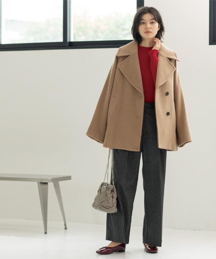 OPAQUE.CLIP ウールカシミヤブレンド ミドル丈ピーコート OPAQUE.CLIP｜《S-LLsize》ウールカシミヤブレンド ミドル