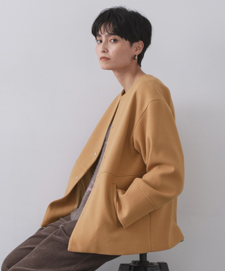 オペークドットクリップ【美品】ウールライクメルトン ノーカラーコート セール5%OFF】オペーク ドット クリップ OPAQUE.CLIP ウール
