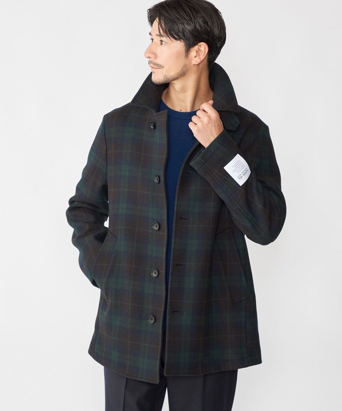 50s.60s オンブレチェック　ピーコート　カーコート　スポーツジャケット ブラック&ゼブラショートカーコート/Black&Zebra Melton Car