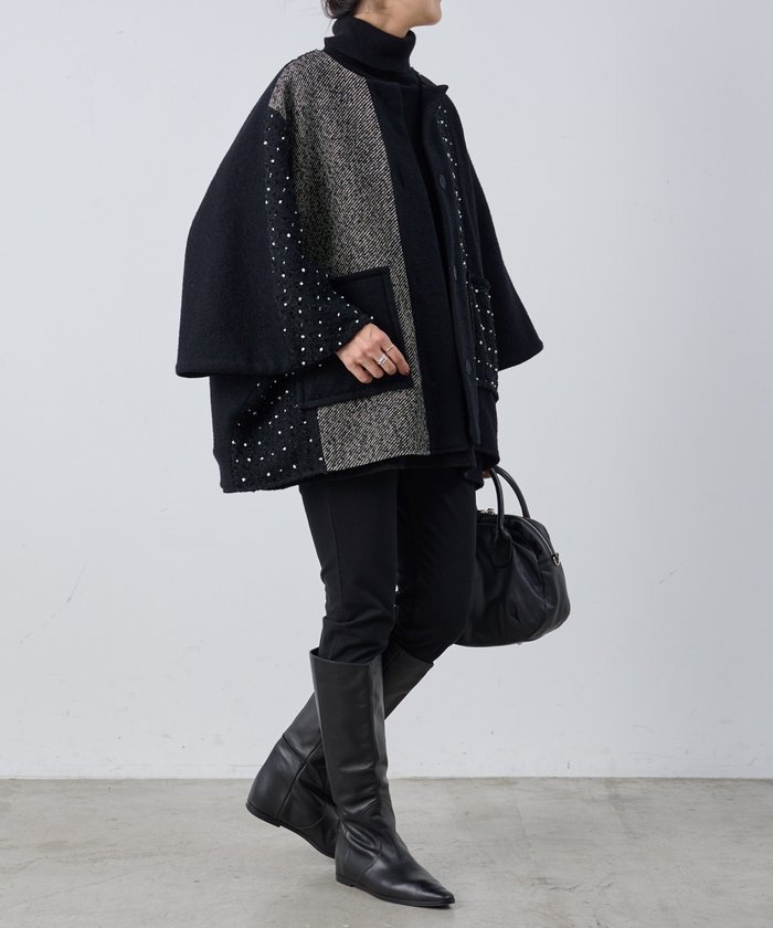 BEARDSLEY 定価4.7万円 パッチワークポンチョ BEARDSLEY 定価4.7万円 パッチワークポンチョ BEARDSLEY 定価4.7