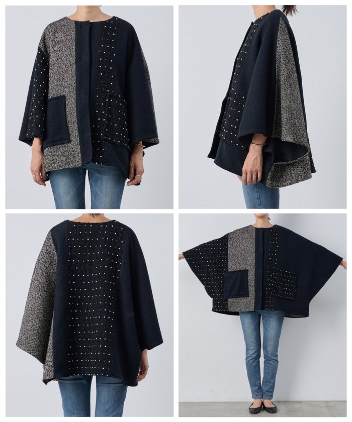 BEARDSLEY 定価4.7万円 パッチワークポンチョ BEARDSLEY 定価4.7万円 パッチワークポンチョ BEARDSLEY 定価4.7