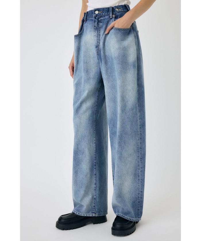MOUSSY マウジー ハイウエスト ブリーチ ルーズストレート デニム パンツ MOUSSY ハイウエストブリーチルーズストレートデニムパンツ