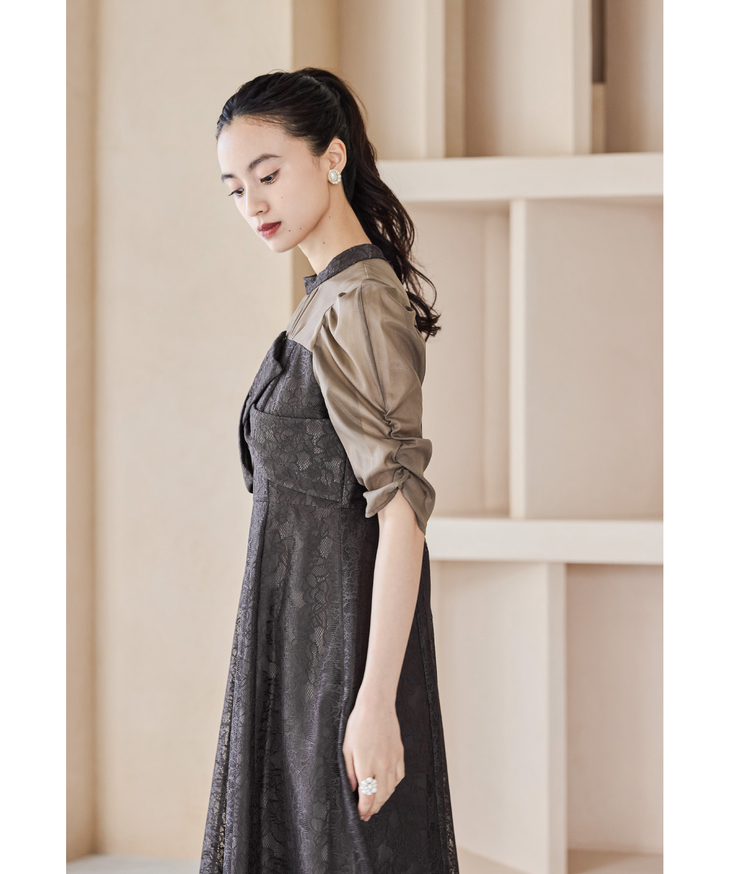 ニアナ niana フラワーレースノットデザインドレス パーティー