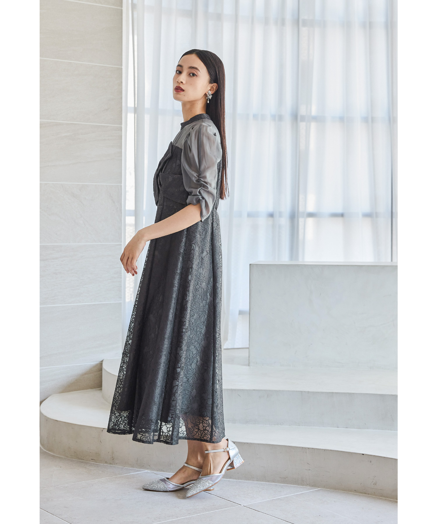 ニアナ niana フラワーレースノットデザインドレス パーティー