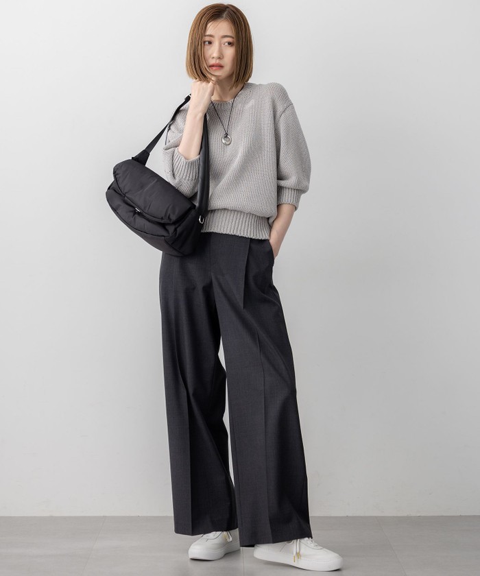24AW 23区【洗える】ルレックスバルキーラメニット クルーネック 五分袖 M 洗える】ルレックスバルキー ラメニット / 23区 | ファッション