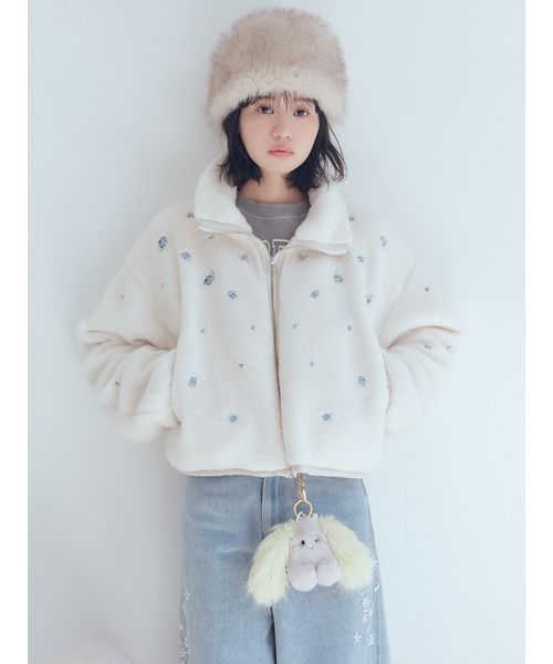 Piyoko様 ボアブルゾン Sグレー セール】 ボア カラー ブルゾン （レザーブルゾン・ジャケット