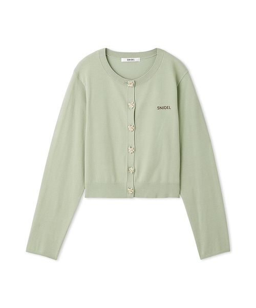 SNIDEL - 完売SNIDEL ONLINE限定 ビジューボタンカーディガン IVR F 新品 FLOWER COLLECTION】ビジューボタンニットカーディガン