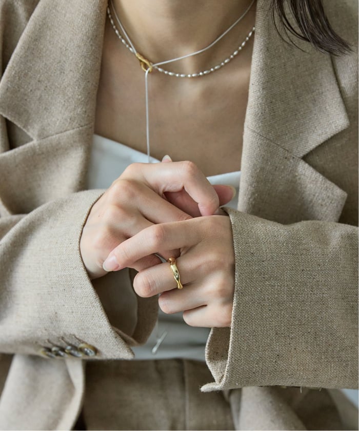 予約》【JSjewelry】S925/K18 wave ring(508471127