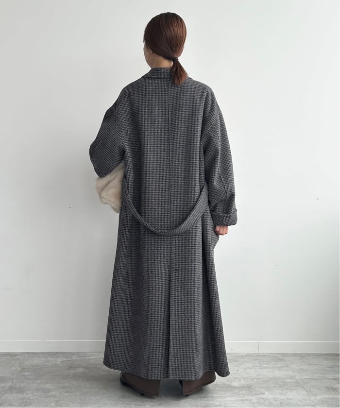 完売 定価31900円 スローブイエナ ダブルフェイスウールロングコート グレー 予約》souple wool ダブルフェイスロングコート(508472289