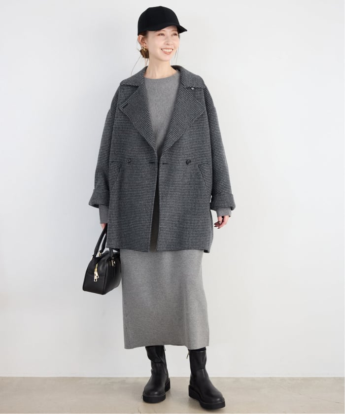 スローブイエナ souple woolダブルフェイスノーカラーコート 新品 予約》souple wool ダブルフェイスロングコート(508472289